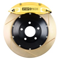 StopTech 06-10 VW Golf/Jetta Front BBK ST-40 Caliper Yellow / 2pc Zinc Slotted 328x28mm Rotor