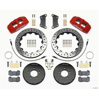 Wilwood Dynapro 6 Front Hat Kit 12.88in Drilled Red 2005-Up Mazda 3 w/ Lines