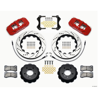 Wilwood AERO6 Front Hat Kit 14.00 Drilled Red 2007-2011 BMW E90 Series w/Lines