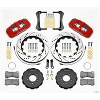 Wilwood AERO6 Front Hat Kit 14.00 Drilled Red 2005-2014 Mustang w/ BMR Suspn. w/Lines