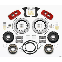 Wilwood AERO4 Rear Kit 14.00 Drilled Red 2005-2014 Mustang w/ BMR Suspn. w/Lines