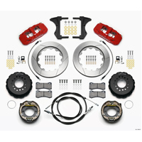 Wilwood AERO4 Rear Kit 14.00 Red 2005-2014 Mustang w/ BMR Suspn. w/Lines