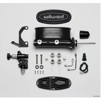 Wilwood HV Tandem M/C Kit w L/H Bracket & Prop Valve - 7/8in Bore Black-W/Pushrod