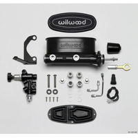 Wilwood HV Tandem M/C Kit w L/H Bracket & Prop Valve - 7/8in Bore Black-W/Push. - Early Mustang