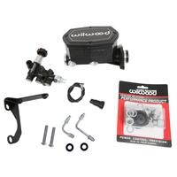 Wilwood Compact Tandem M/C - 1in Bore - w/Bracket and Valve (Pushrod) - Black