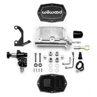 Wilwood Compact Tandem M/C - 1in Bore w/Bracket and Valve fits Mustang (Pushrod) - Ball Burnished