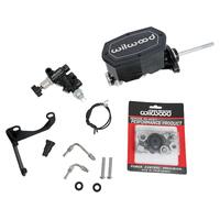 Wilwood Compact Tandem M/C - 7/8in Bore w/RH Bracket and Valve (Pushrod) - Black