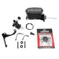 Wilwood Compact Tandem M/C - 15/16in Bore w/RH Bracket and Valve (Pushrod) - Black