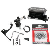 Wilwood Compact Tandem M/C - 1in Bore w/RH Bracket and Valve - Black