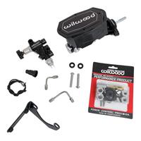 Wilwood Compact Tandem M/C - 7/8in Bore w/RH Bracket and Valve (Mustang Pushrod) - Black