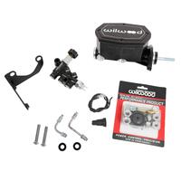 Wilwood Compact Tandem M/C - 15/16in Bore w/RH Bracket and Valve (Mustang Pushrod) - Black