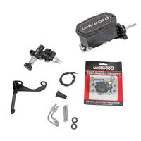 Wilwood Compact Tandem M/C - 1in Bore w/RH Bracket and Valve (Mustang Pushrod) - Black